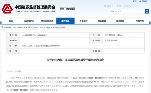 卧龙地产(600173.SH)及相关人员收浙江证监局警示函
