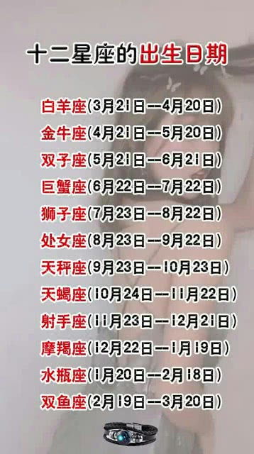 生日对应十二星座查询表_生日星座日期表--第1张