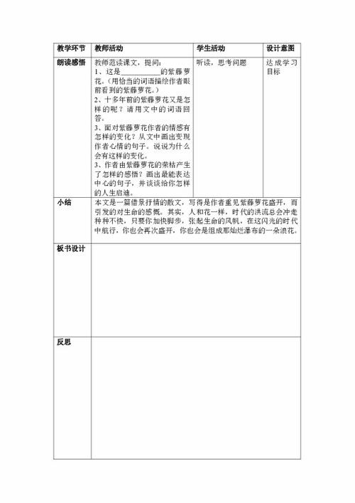  紫藤萝瀑布教案设计--第1张